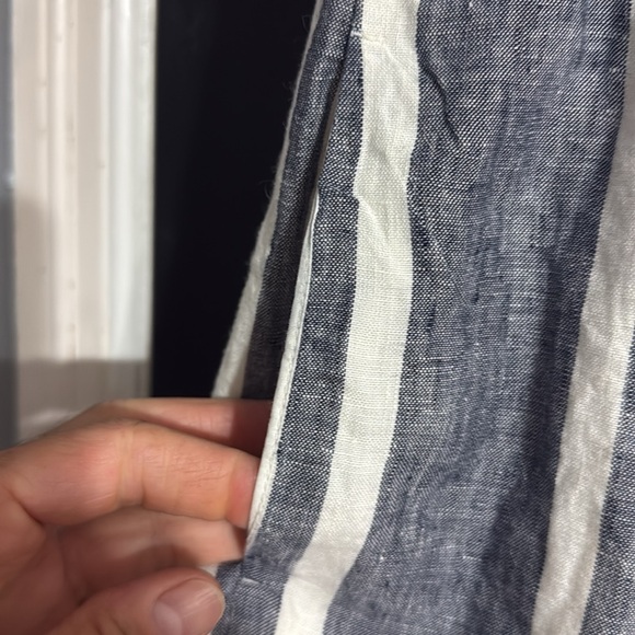 J. Crew Linen Striped Elastic Waist A-line Mini Skirt w/ Pockets Size: M - Picture 3 of 8